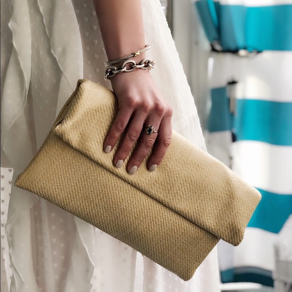 Belize Natural Fold over Clutch - Picture 2 of 7